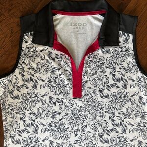Golf Polo Sleeveless by IZOD Feminine Black White Red Size Small